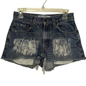 Levi’s 569 Distressed Cutoff Shorts 28 Waist High Rise Frayed Denim Festival